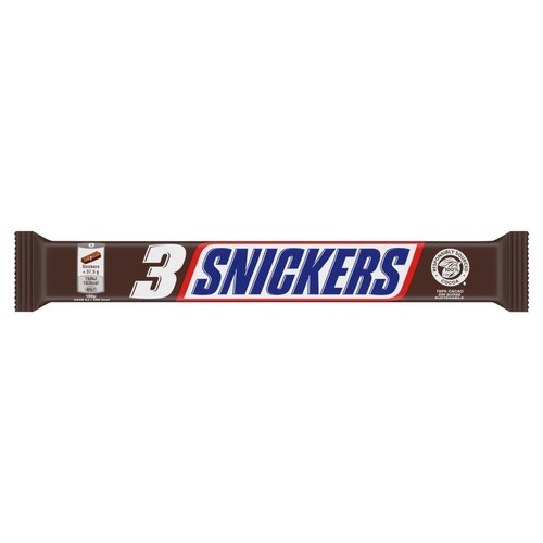 Baton nugatowy z orzechami ziemnymi i karmelem w czekoladzie Snickers 3 x 37,5 g