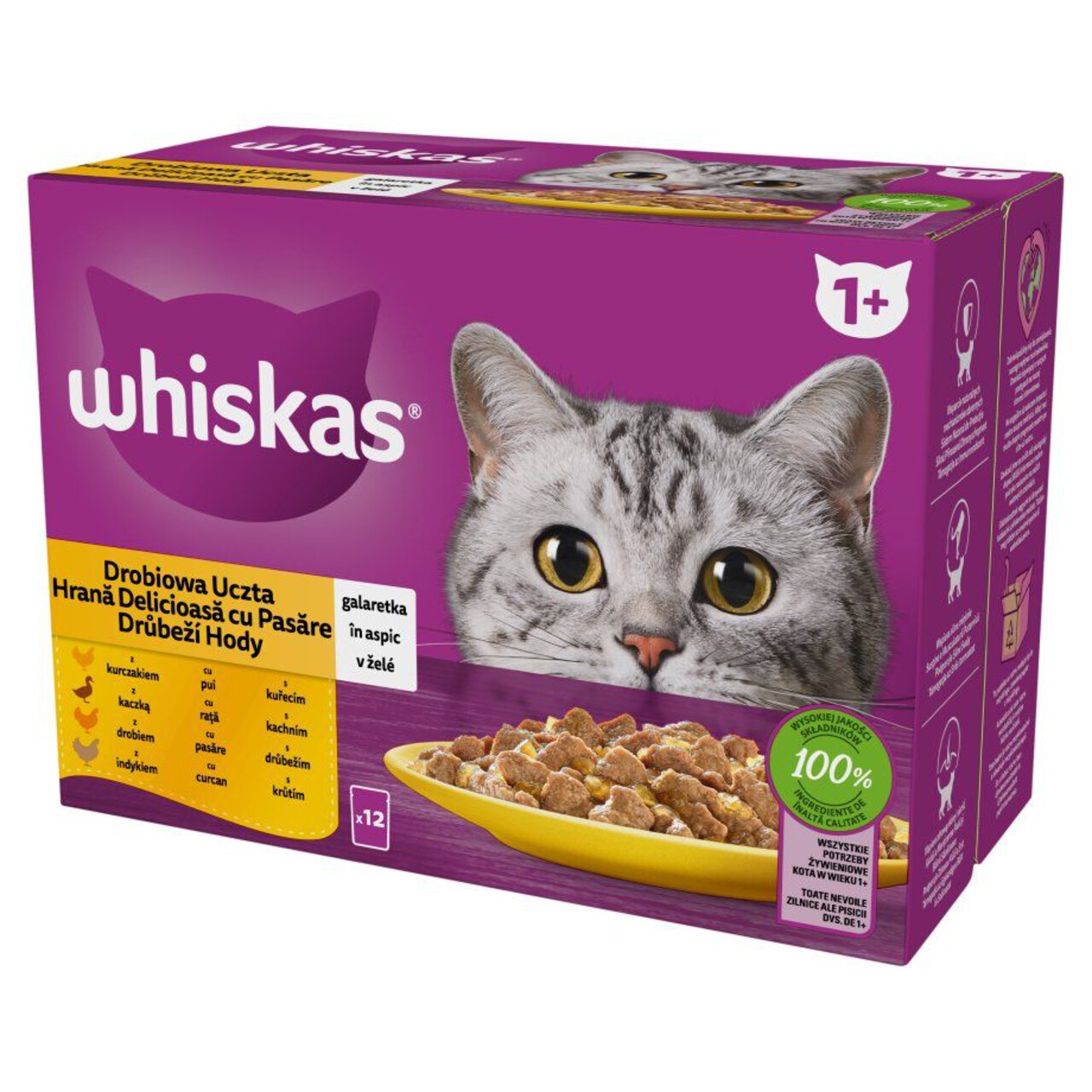 Karma mokra mix smaków drobiowych dla kota Whiskas 12 x 85 g
