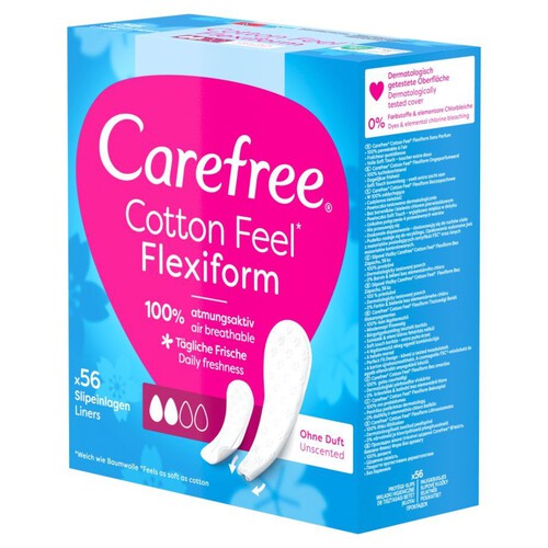 Cotton Feel Flexiform Wkładki higieniczne nieperfumowane Carefree 56 sztuk