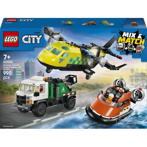 City Zestaw z samolotem, ciężarówką serwisową i poduszkowcem 60505 LEGO 1 sztuka