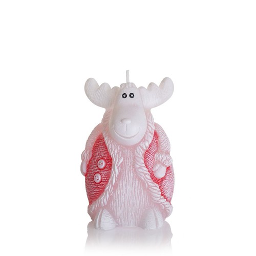 Świeca Renifer Figurka 12,5 cm biało-czerwona Bartek Candles 1 sztuka