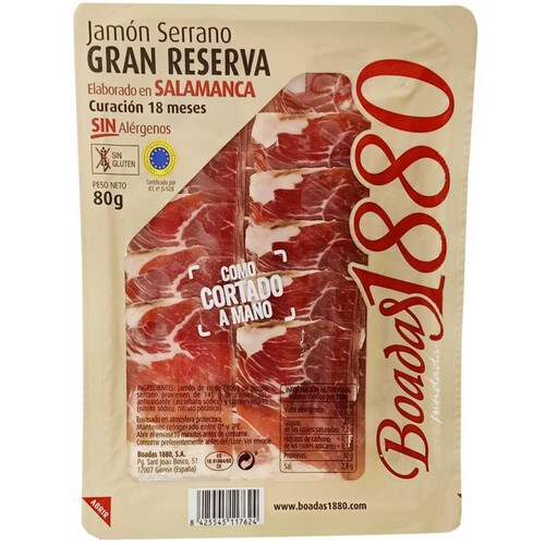 Jamon Serrano Gran Reserva szynka wieprzowa Boadas1880 80 g