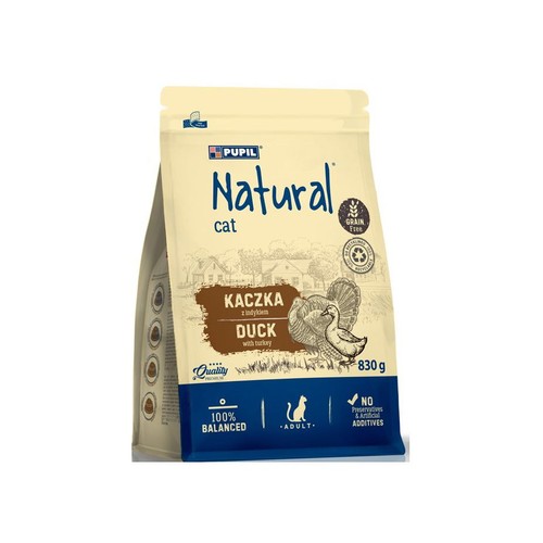 Karma sucha dla kotów kaczka z indykiem  Pupil 830 g