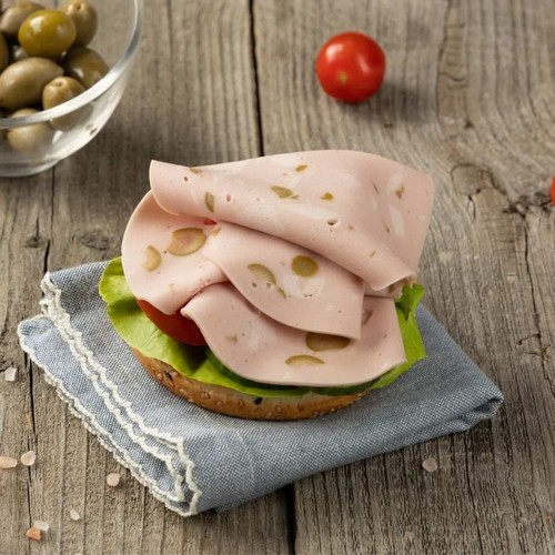 Roślinne plastry mortadella z oliwkami Verdino 80 g