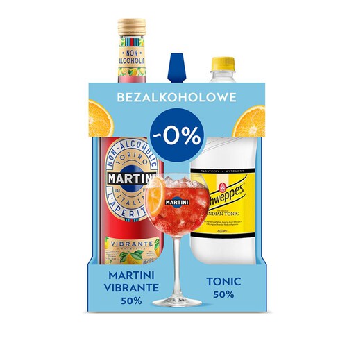 Wermuth Vibrante bezalkoholowy 0% + tonic   Martini zestaw