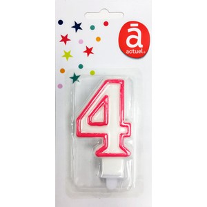Świeczka urodzinowa "4" 7,5 cm Różowa Actuel 1 sztuka