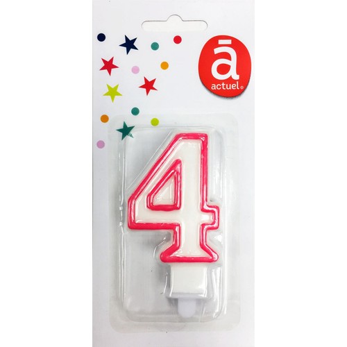 Świeczka urodzinowa "4" 7,5 cm Różowa Actuel 1 sztuka