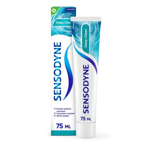 Sensodyne Deep Clean, pasta do zębów w tubce i opakowaniu, 75 ml.