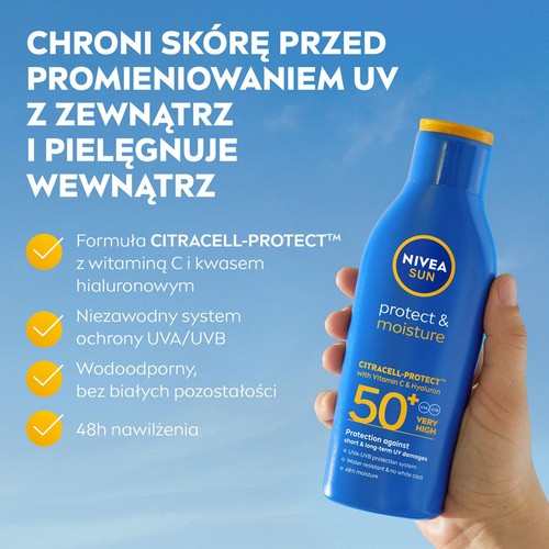 Nawilzający balsam do opalania SPF 50 + Nivea 200 ml