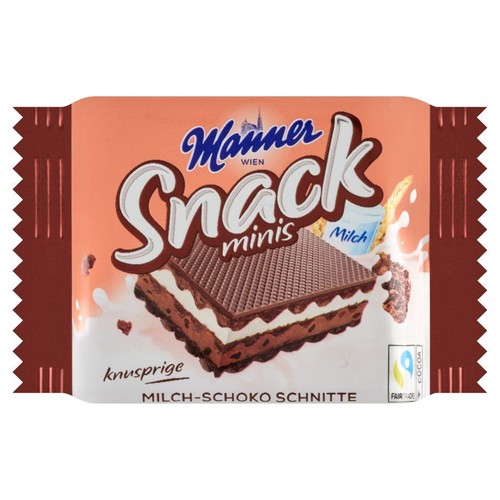 Wafle Snack minis z kremem mleczno - czekoladowym Manner 5 x 25 g