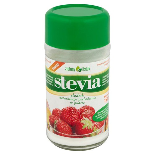 Stevia. Słodzik stołowy na bazie glikozydów stewiolowych Zielony listek 150 g