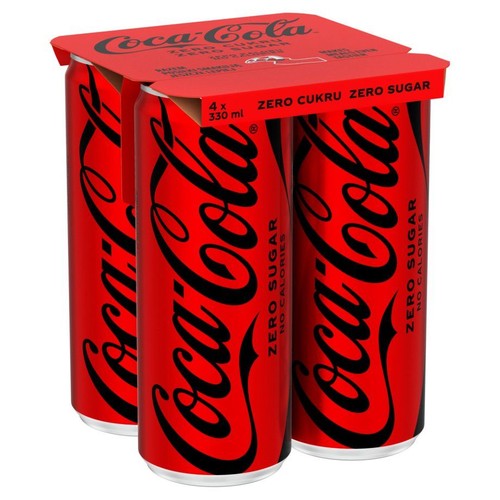 Napój gazowany Zero o smaku cola Coca-Cola 4 x 330  ml