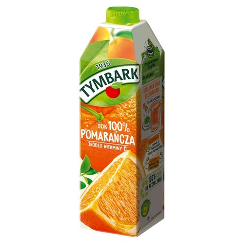 Sok pomarańczowy 100% z zagęszczonego soku Tymbark 1 l