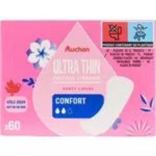 Wkładki higieniczne Ultra thin Confort Auchan 60 sztuk