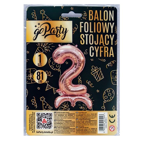 Balon foliowy stojący cyfra 2  GoParty 1 sztuka