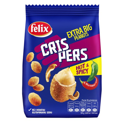 CrisPers Orzeszki w skorupce o smaku pikantnej papryki Felix 125 g