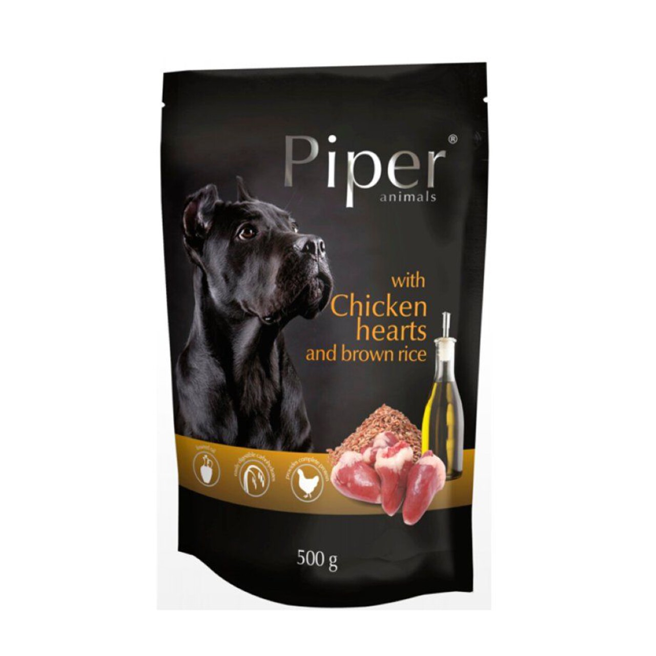 Karma dla psów sercami kurczaka i ryżem Piper 500 g