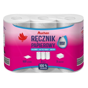 Ręcznik papierowy 3 warstwowy Auchan 3 rolki