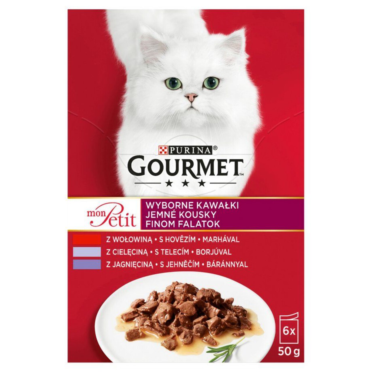 Karma mokra mięsne smaki dla dorosłych kotów Gourmet 6 x 50 g