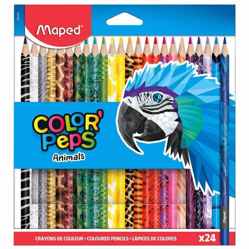 Kredki szkolne trókątne Colorpeps Animals 24 kolory MAPED 24 sztuki