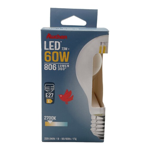 Żarówka LED E27 60W standard ciepła Auchan 1 sztuka