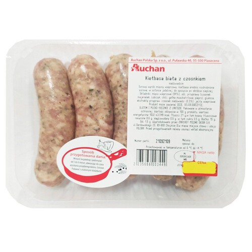 Kiełbasa biała z czosnkiem niedźwiedzim Auchan na wagę ok. 1kg