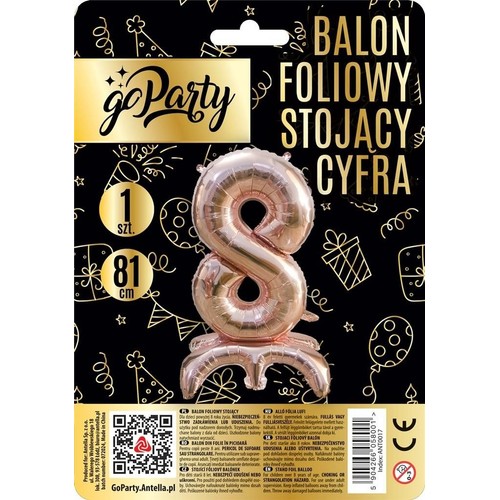 Balon foliowy stojący cyfra 8  GoParty 1 sztuka