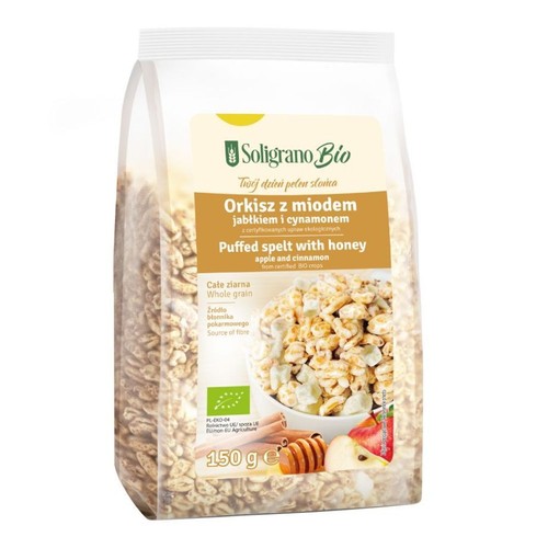 BIO Orkisz z miodem, jabłkiem i cynamonem   Soligrano 150 g