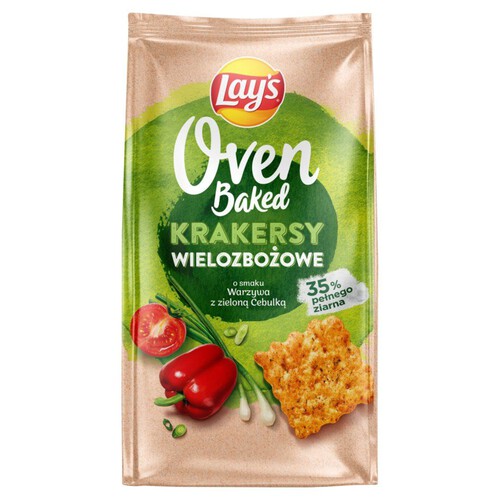 Krakersy Oven Baked wielozbożowe o smaku warzyw z zieloną cebulką Lays 80 g