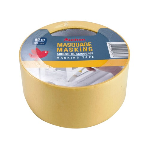 Taśma papierowa malarska maskująca żółta 50 m x 50 mm Auchan 1 sztuka