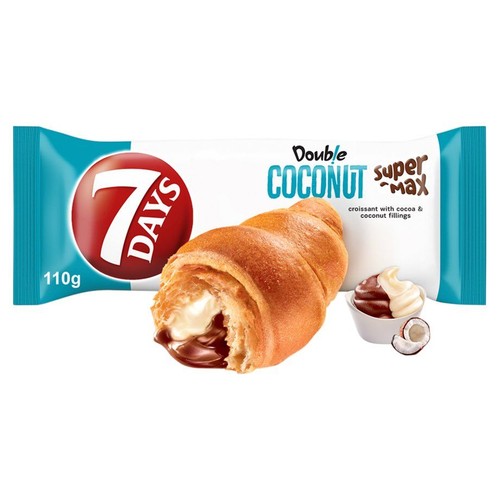 Croissant Double Super Max z nadzieniem o smaku kakaowym i kokosowym 7 Days 110 g