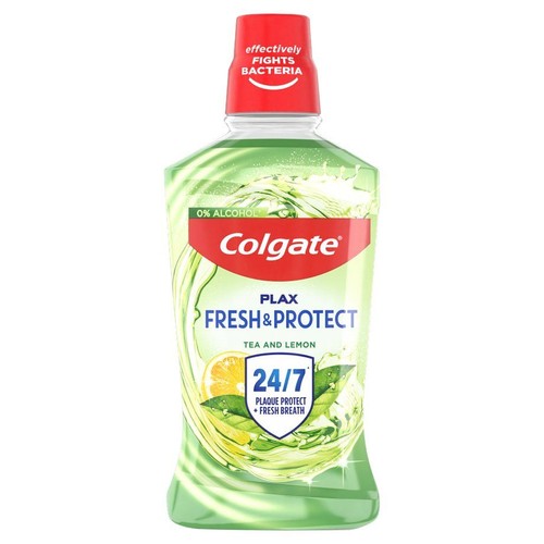 Colgate Plax Fresh & Protect, płyn do płukania ust 0% alkoholu. Zapewnia świeży oddech i ochronę przed płytką nazębną.