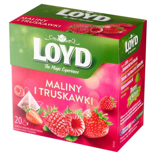 Herbata owocowa o smaku maliny i truskawki Loyd 20 torebek