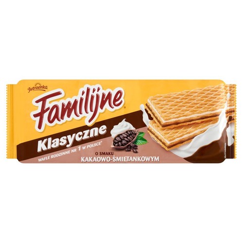 Wafle Familijne o smaku kakaowo-śmietankowym Jutrzenka 180 g