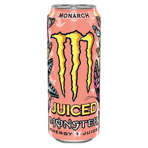 Gazowany napój energetyczny z 5 % soku owocowego z zagęszczonego soku owocowego, tauryną, kofeiną, L-karnityną, z dodatkiem witamin z grupy B Monster 500 ml